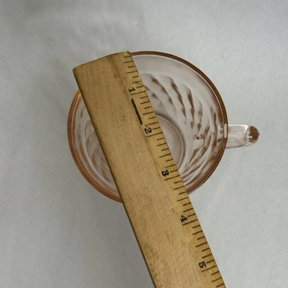 (2) Vintage Hazel Atlas‎ Glass DIAMOND OPTIC Pink Cup Teacup